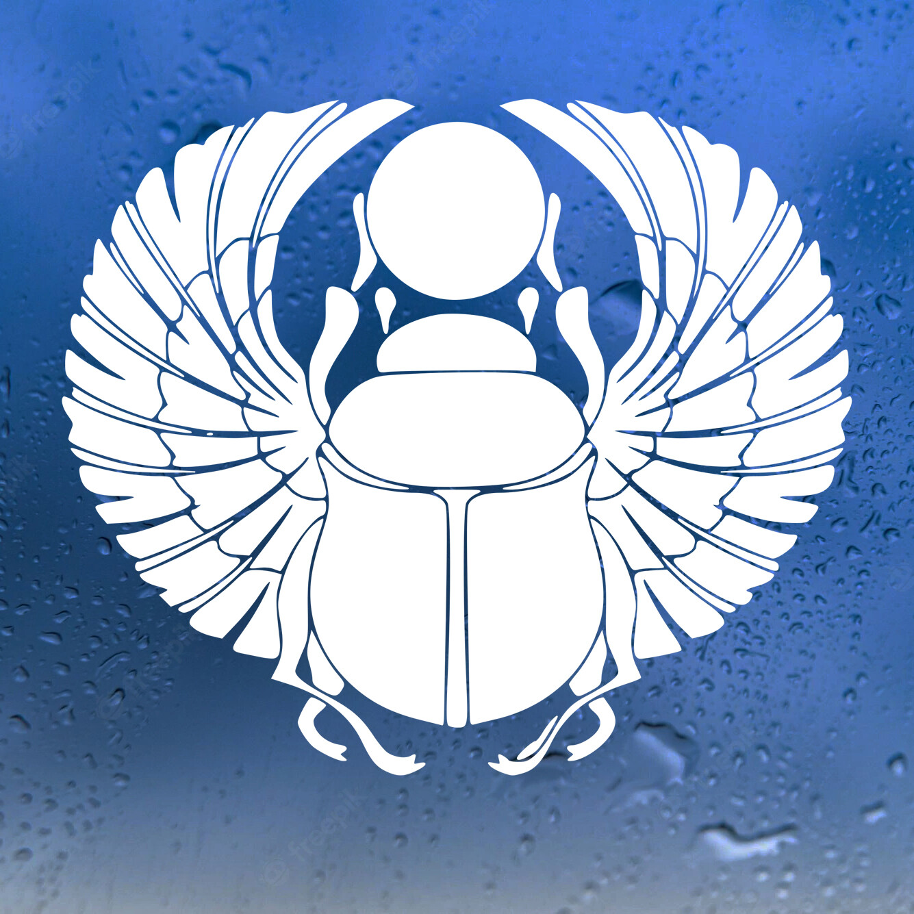 Scarab Vinyl Decal V3 – Heart Symbol Egyptian Beetle Wings – Die Cut Sticker