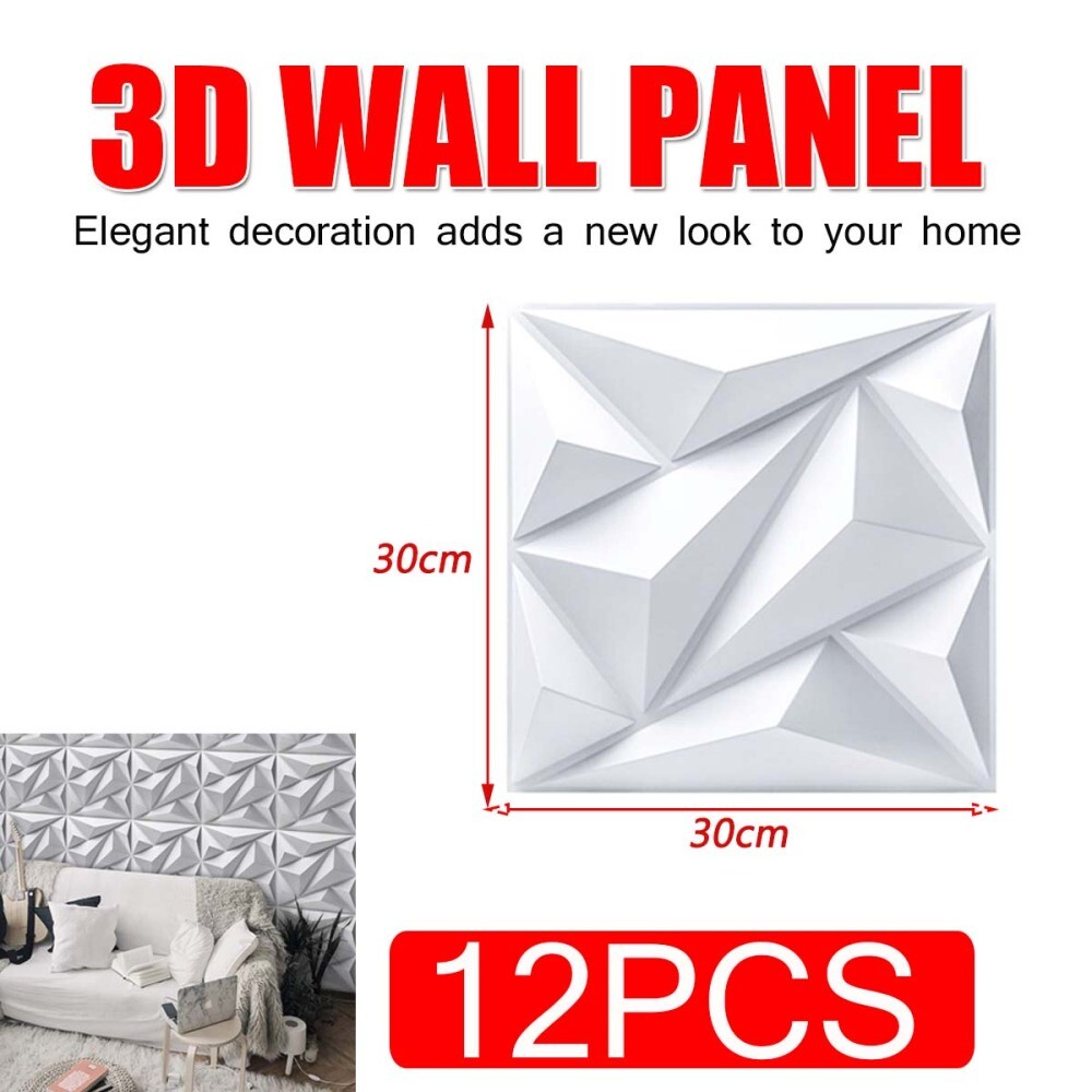 12pcs 3D Wall Panel Decorative Wall Ceiling Tiles Cladding Wallpaper Waterproof