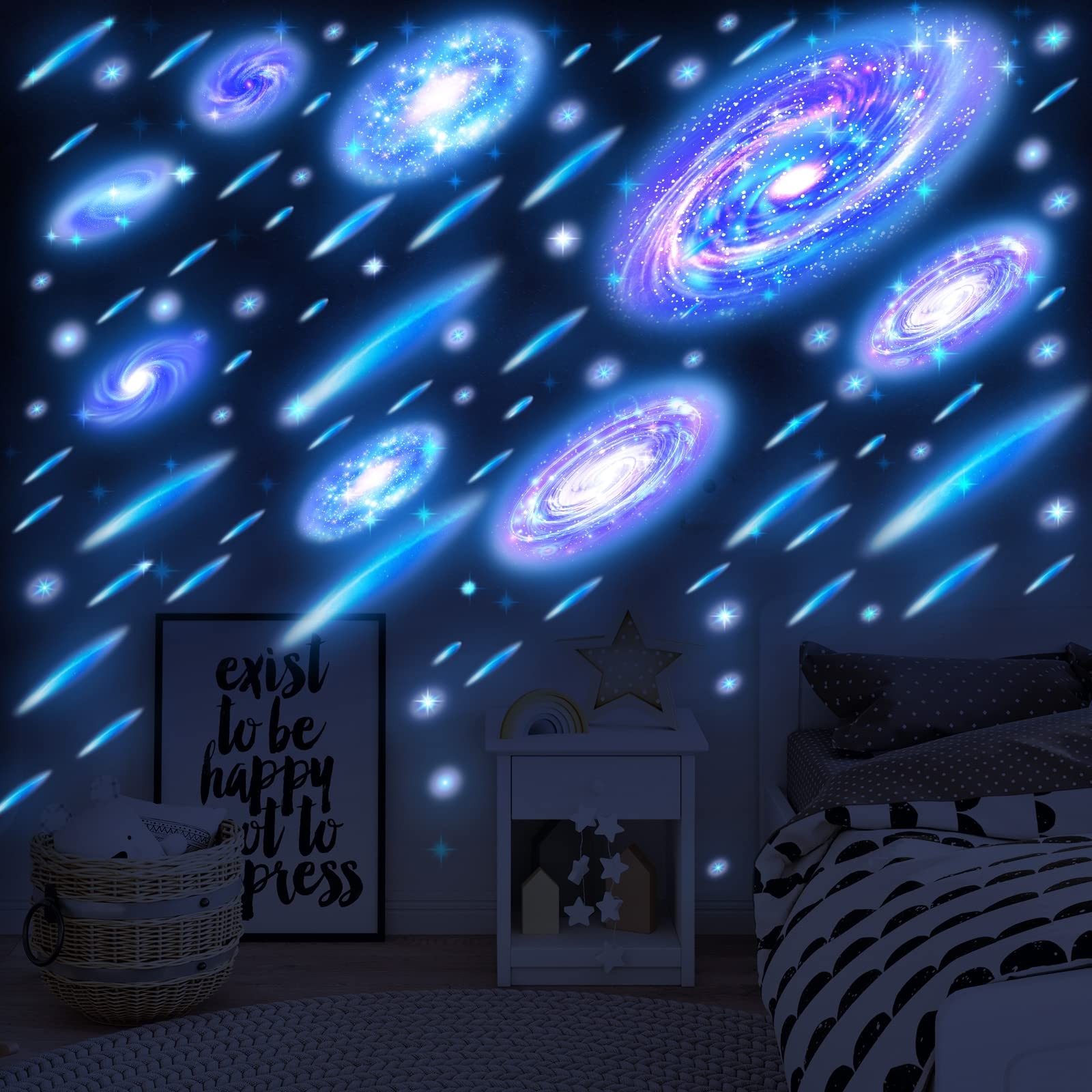 Spakon 289 Pcs Glow in The Dark Ceiling Stars for Stickers Galaxy Wall Blue