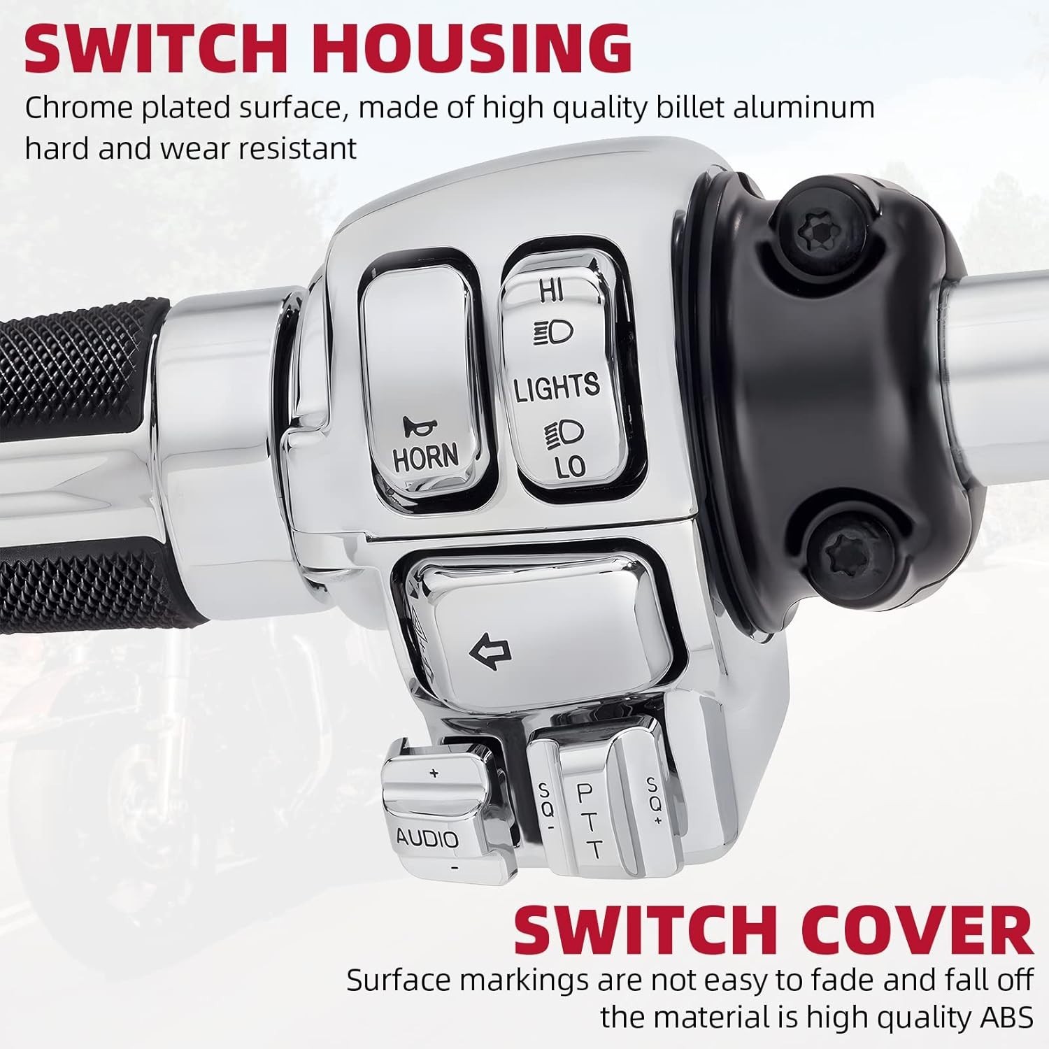 Chrome Switch Housings Caps Set Compatible with Harley Davidson Electra Glide Ro