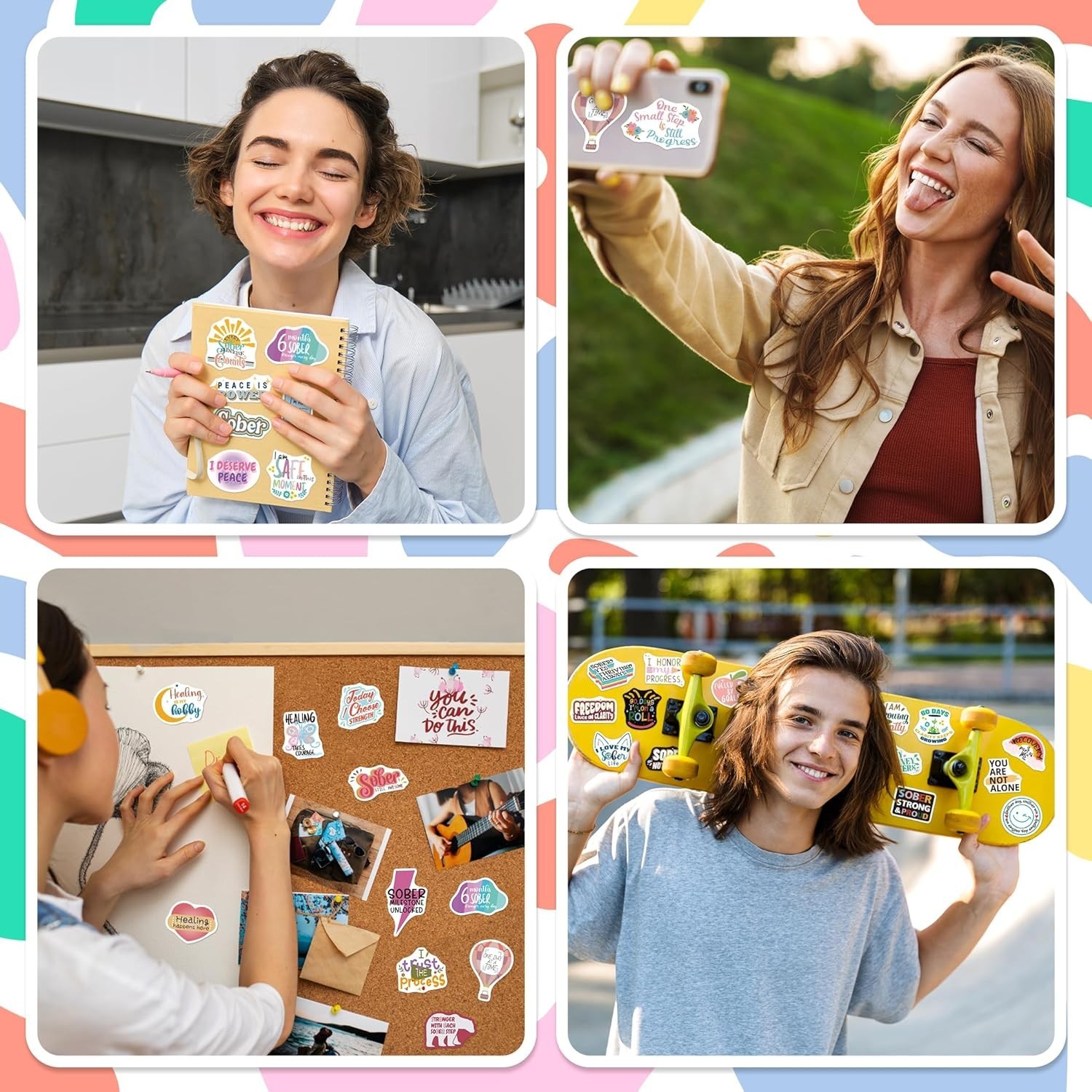 200 PCS Sober Stickers Positive Sobriety Stickers Women Men Adults Teens Vinyl