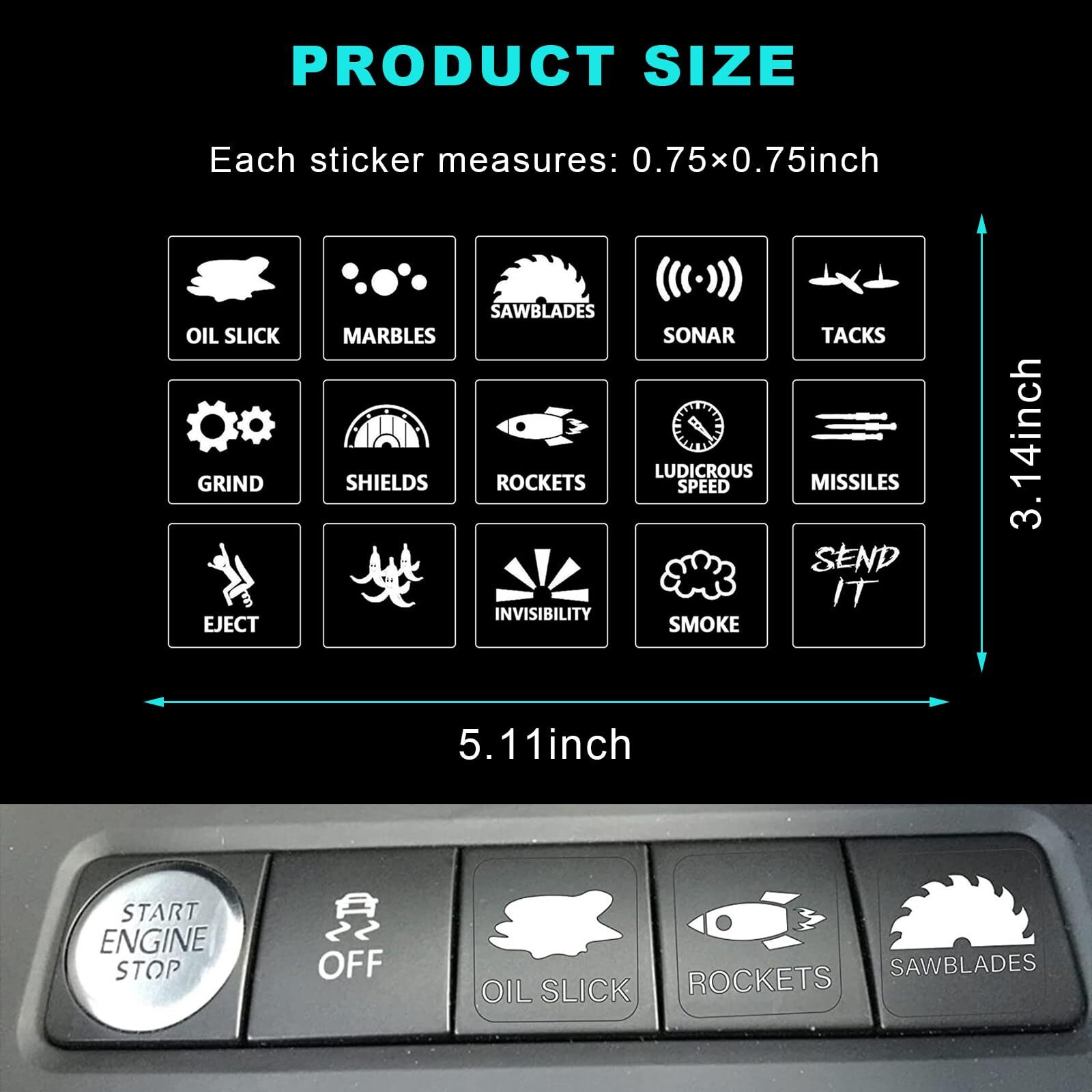 Novelty Stickers for Car or Truck Unused Button,Car Decal Switch Labels