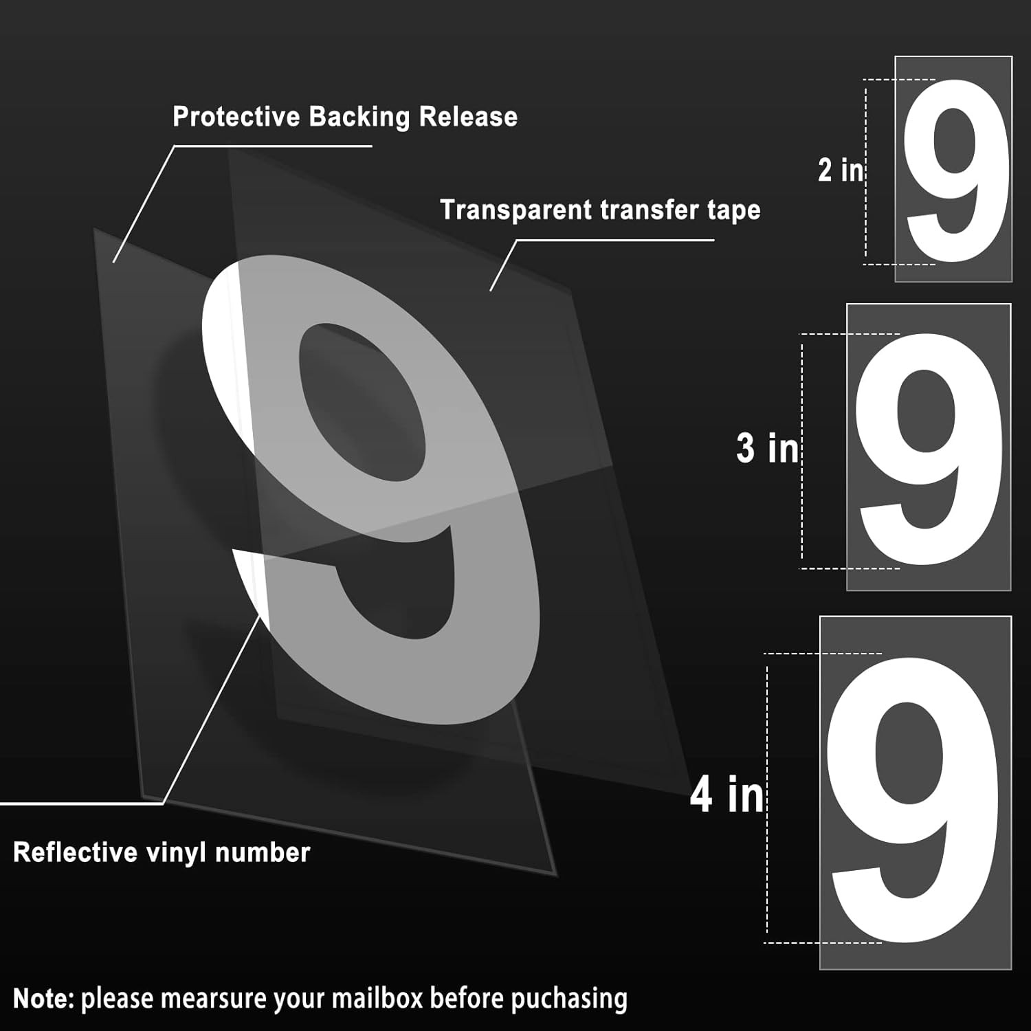 4 inch Mailbox Numbers for Outside 50 PCS Reflective Number Stickers with Stick
