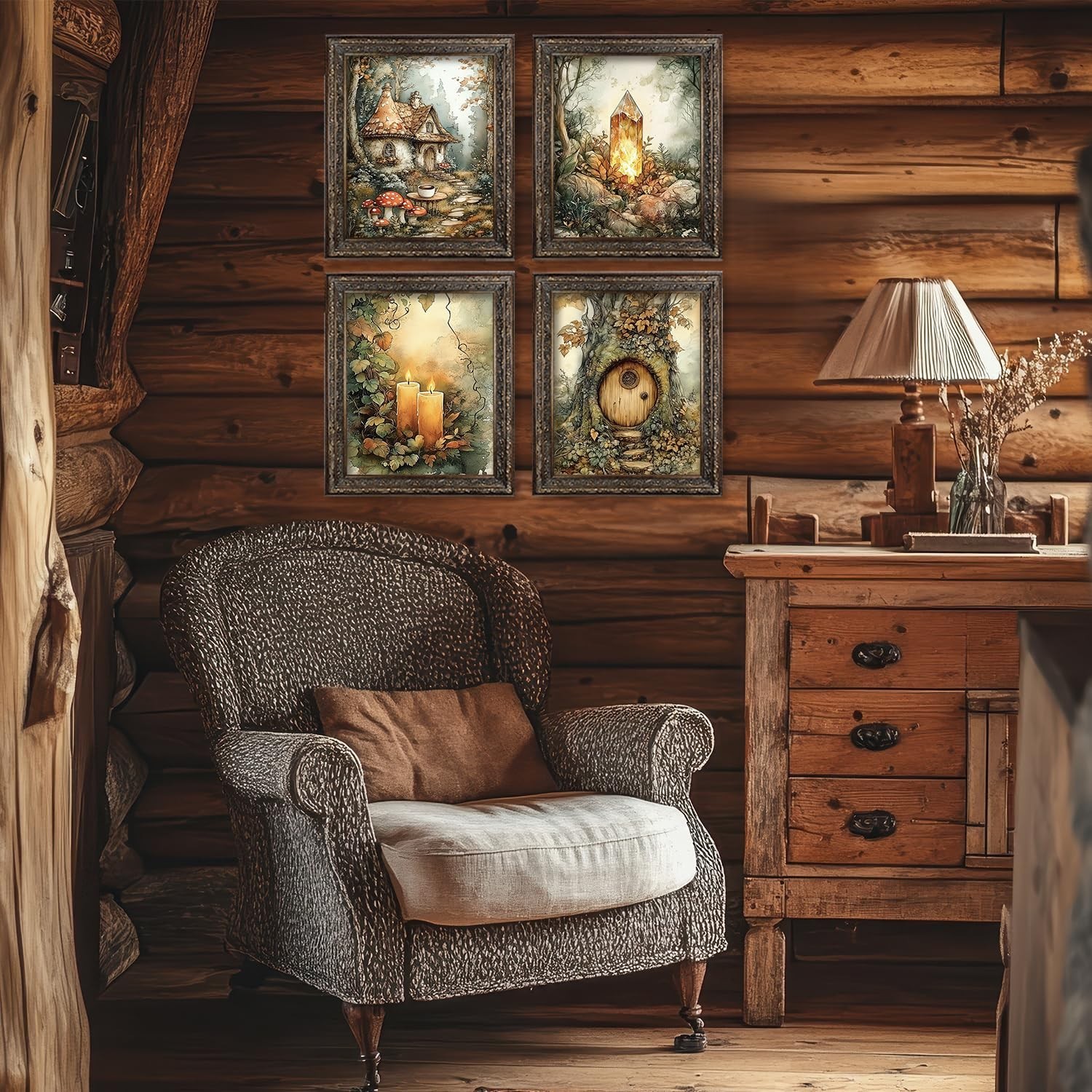 Locomiss Vintage Fairy Cottagecore Wall Art Decor Posters, Mushroom Forest Wa…