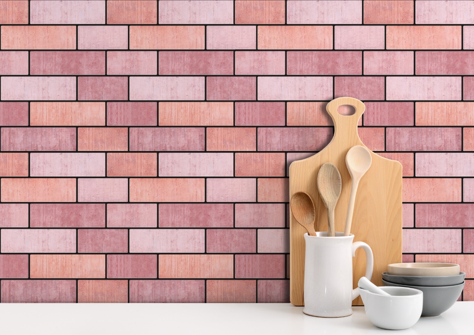 Pink Pastel Subway Textured Peel And Stick Self Adhesive Wall Tile- Style 69