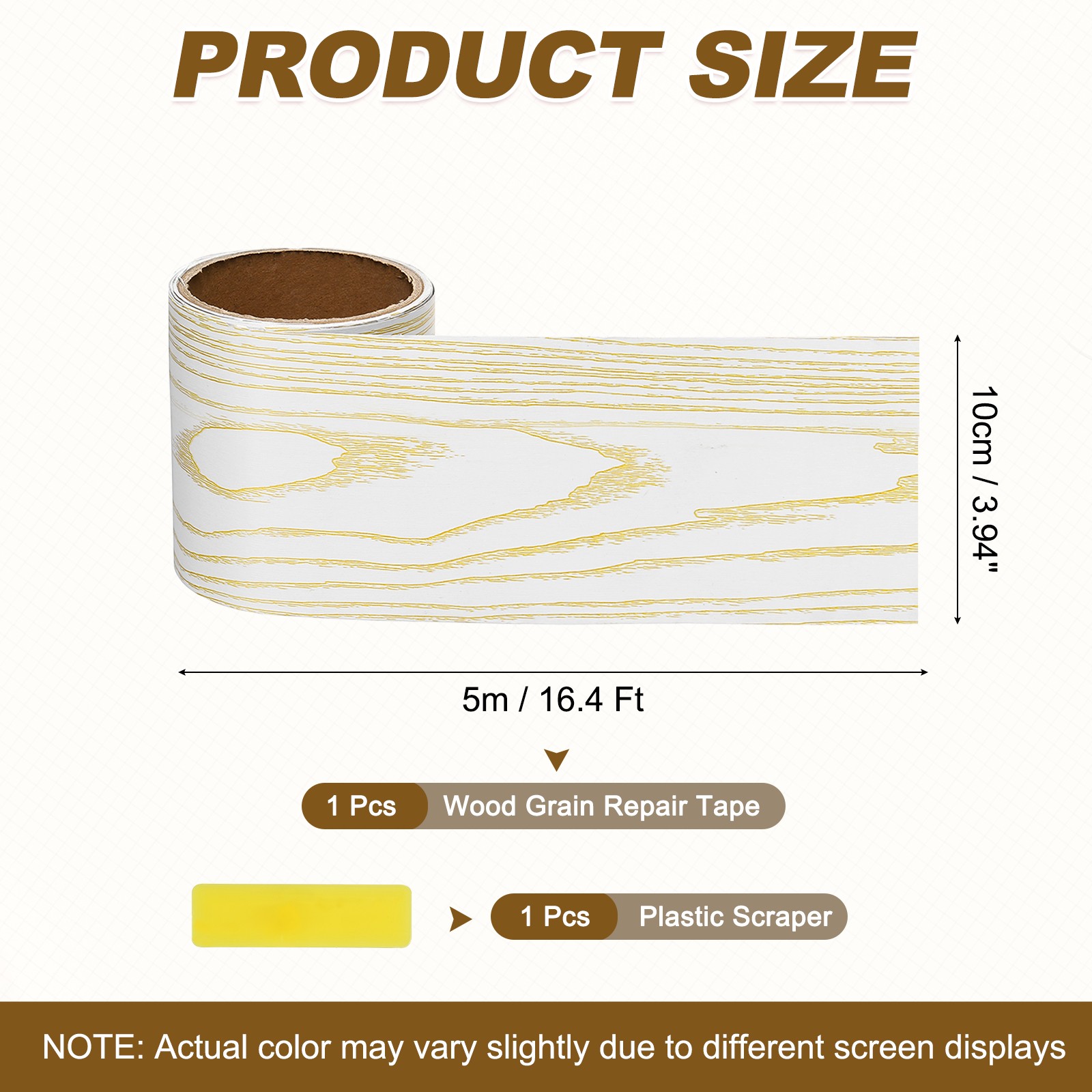 Wood Grain Repair Tape, 3.94 Inch x 16.4 ft Self Adhesive, Yellow Oak