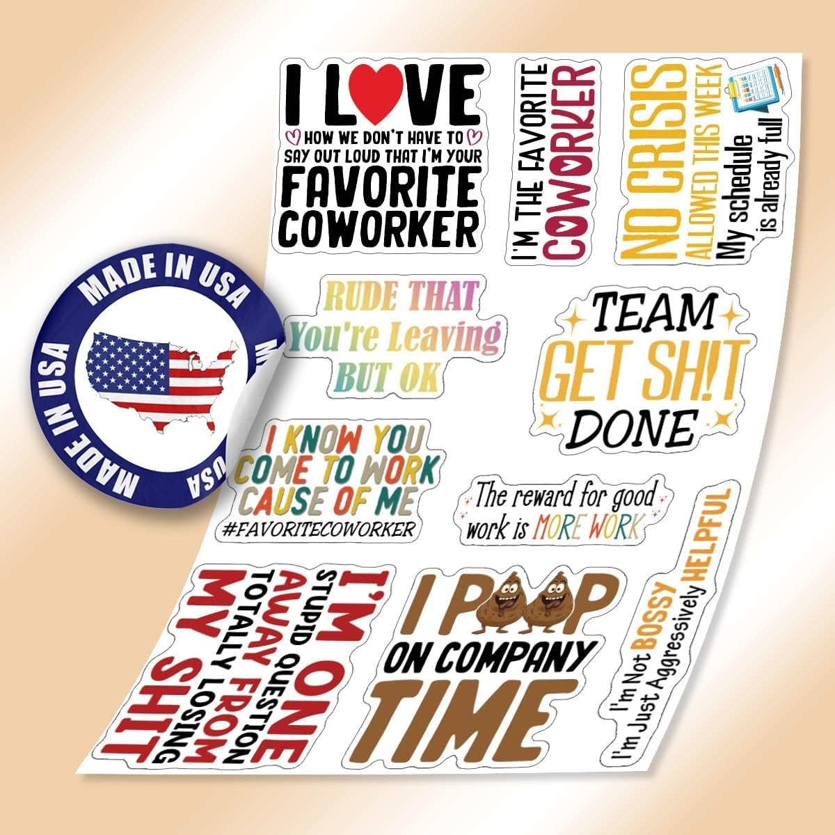 10pcs Favorite Coworker Sticker Sarcastic Office Life Quotes Funny Farewell Gift