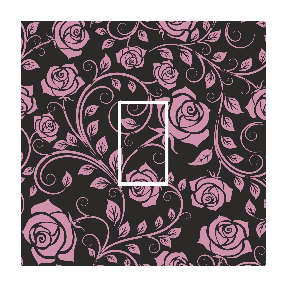 Pink & Black Classic Rose Floral Light Switch Vinyl Sticker Cover Skin Decal