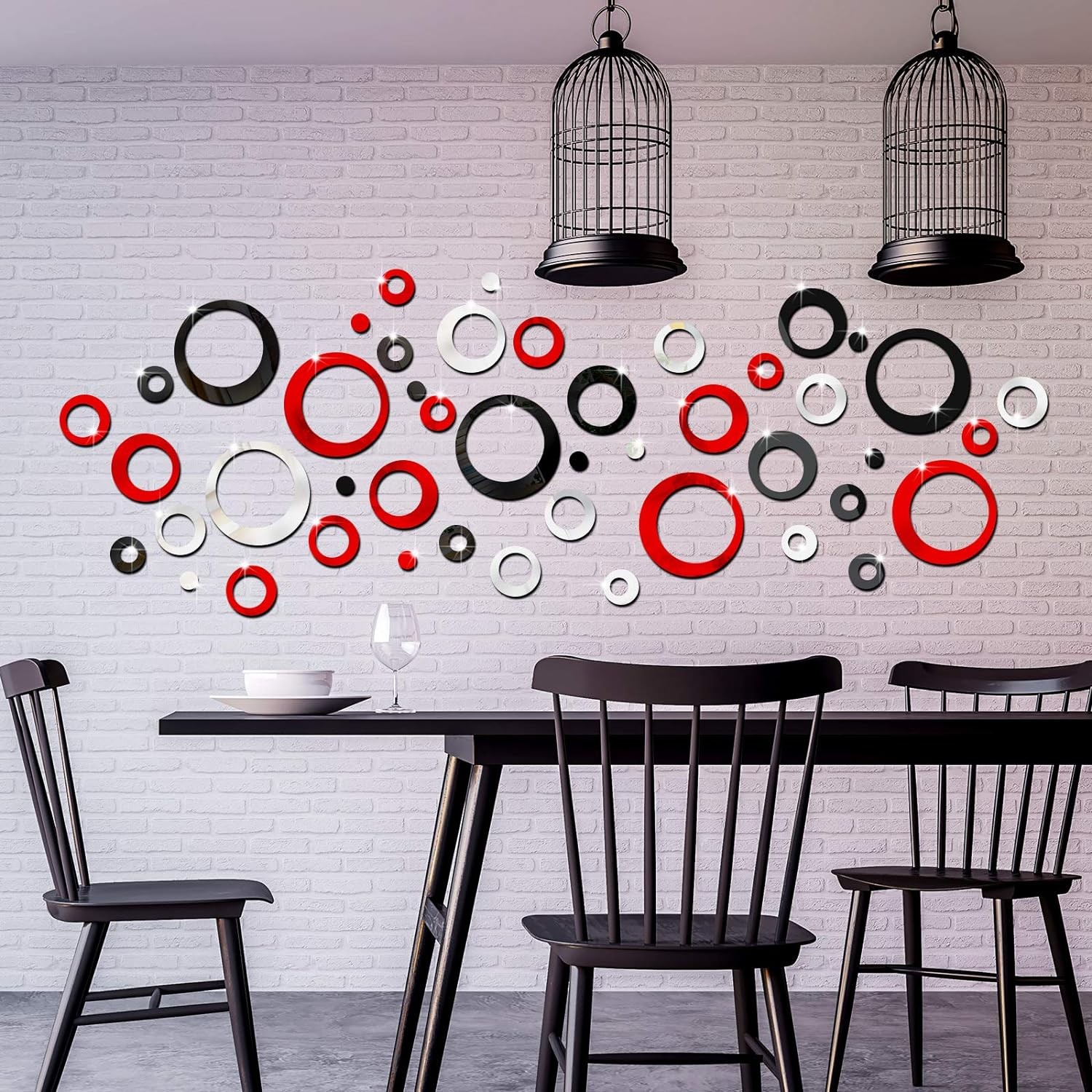 Outus 72 Pieces Wall Stickers Decor Acrylic Circle Mirror Clear,silver