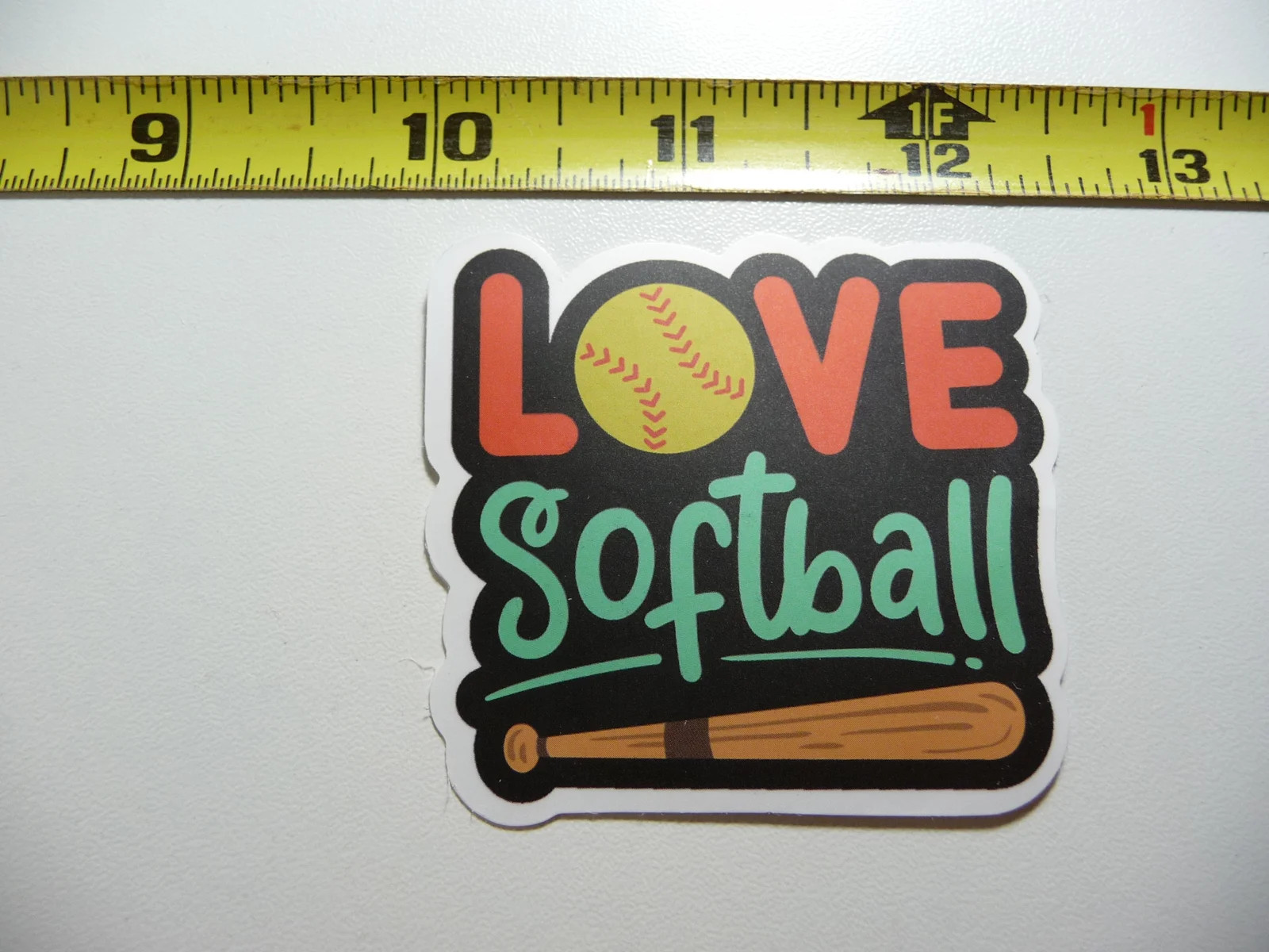 LOVE SOFTBALL BAT SMALL STICKER DECAL GAME ATHLETIC SPORTS GAME FUNNY