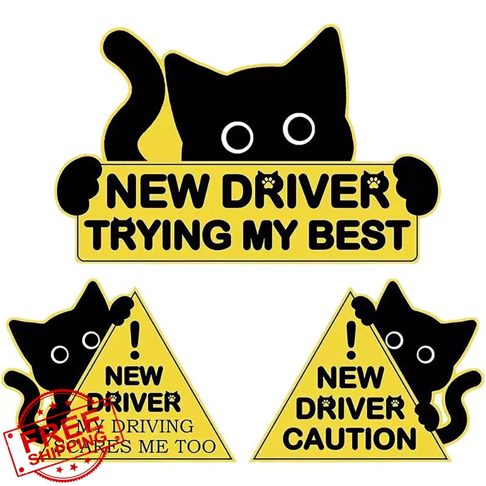 The Only One Driver Magnet Sticker Yellow Black 3PC