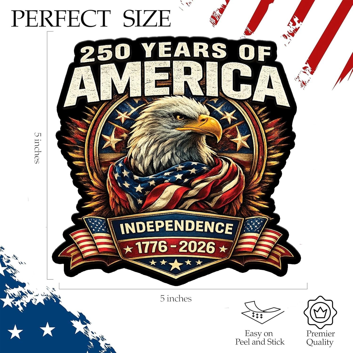 250th Anniversary USA Flag Sticker Bumper Car Decal Patriotic American United St