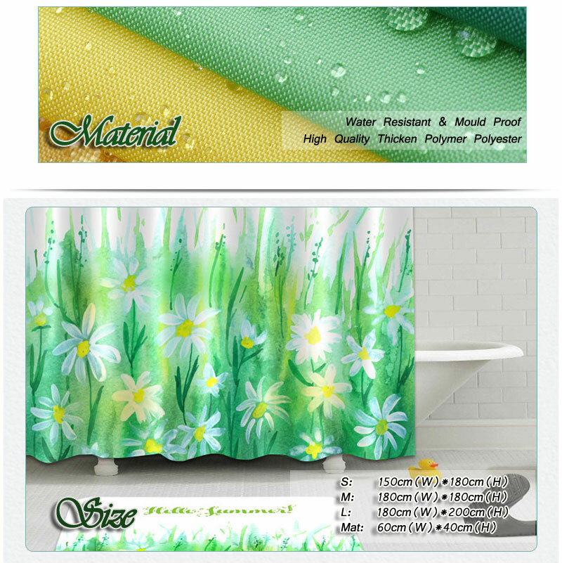Blue Sky Waterproof Bathroom Polyester Shower Curtain Liner Water Resistant