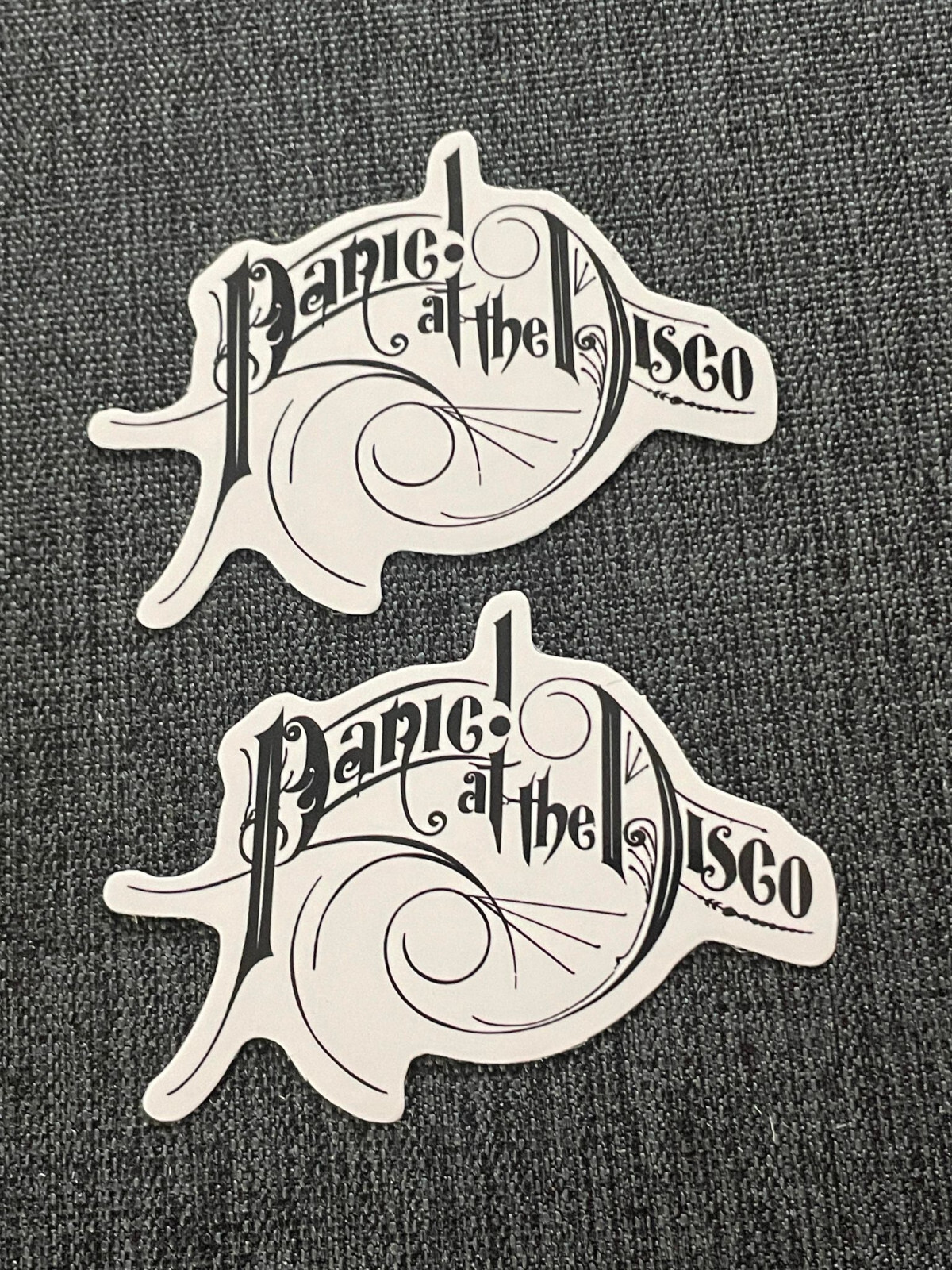 Lot (2) PANIC AT THE DISCO 1 3/4" x 2 1/2" Logo STICKERS Fast! FREE SHIP!