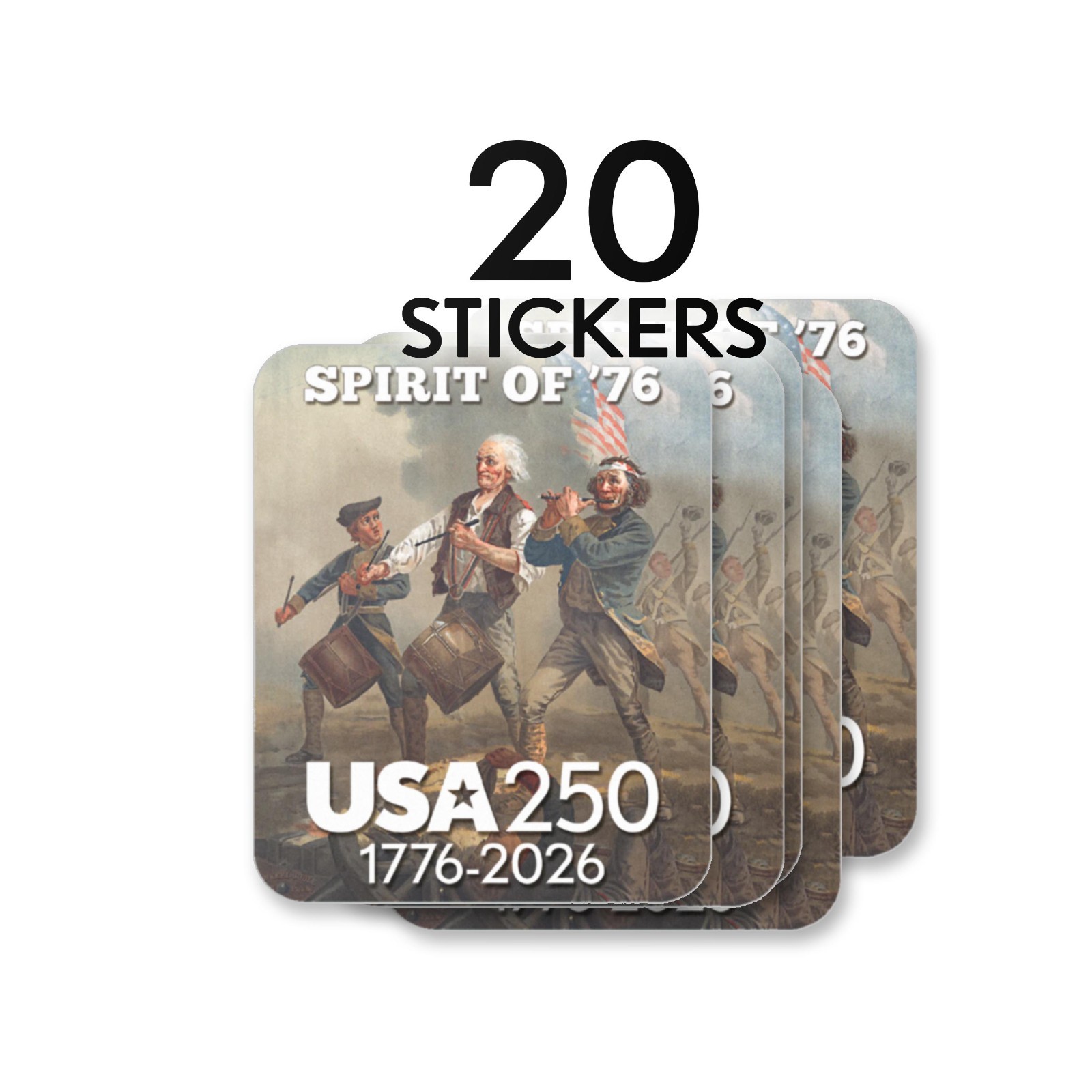 USA Stickers – Vintage Painting Spirit of 76 – America, Semiquincentennial, 250