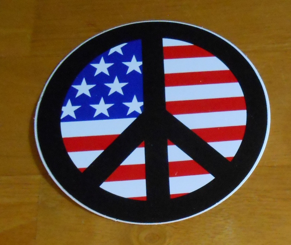 Peace Flag Sticker (circle) 4.5“ America USA