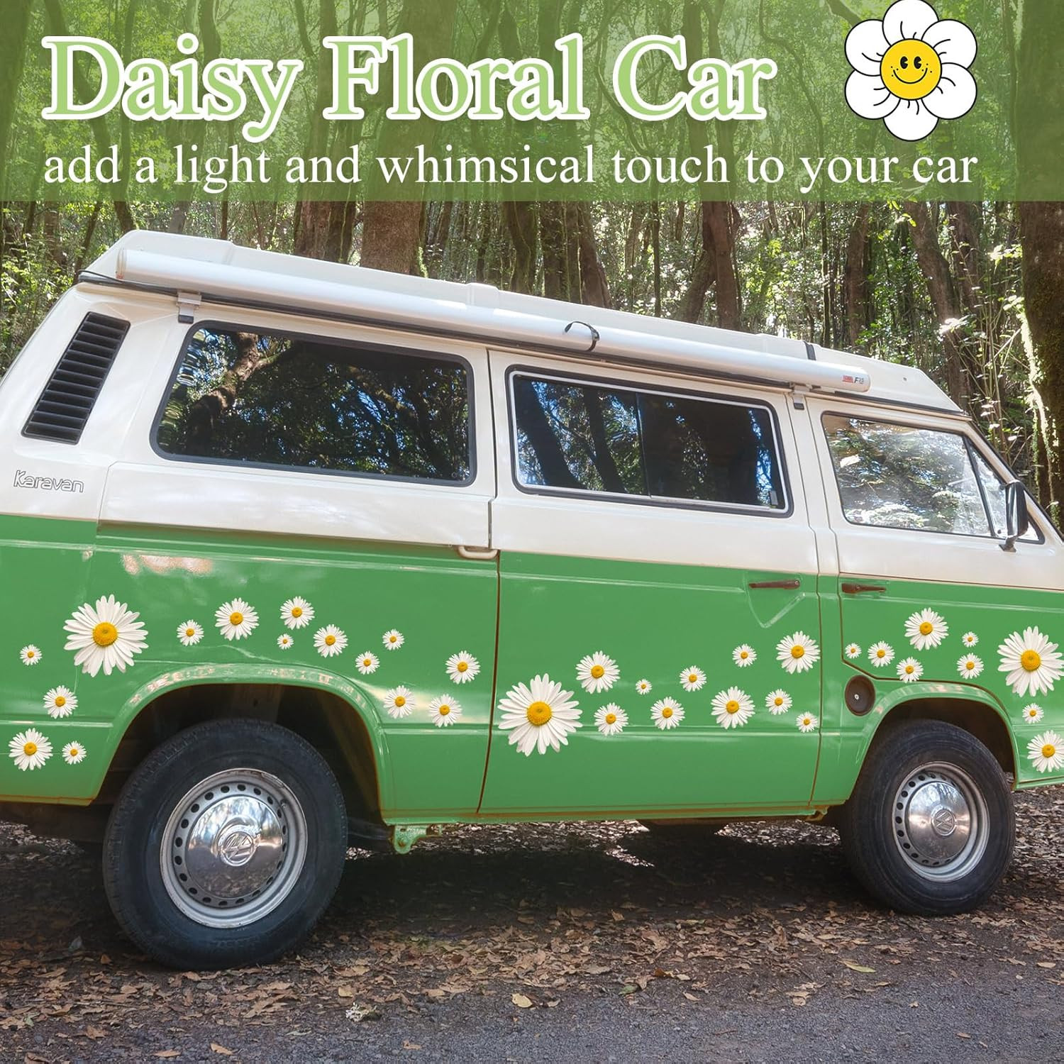 12 Sheets Daisy Stickers 130 Pcs Flower Car Decals Self Adhesive Vinyl Retro Flo