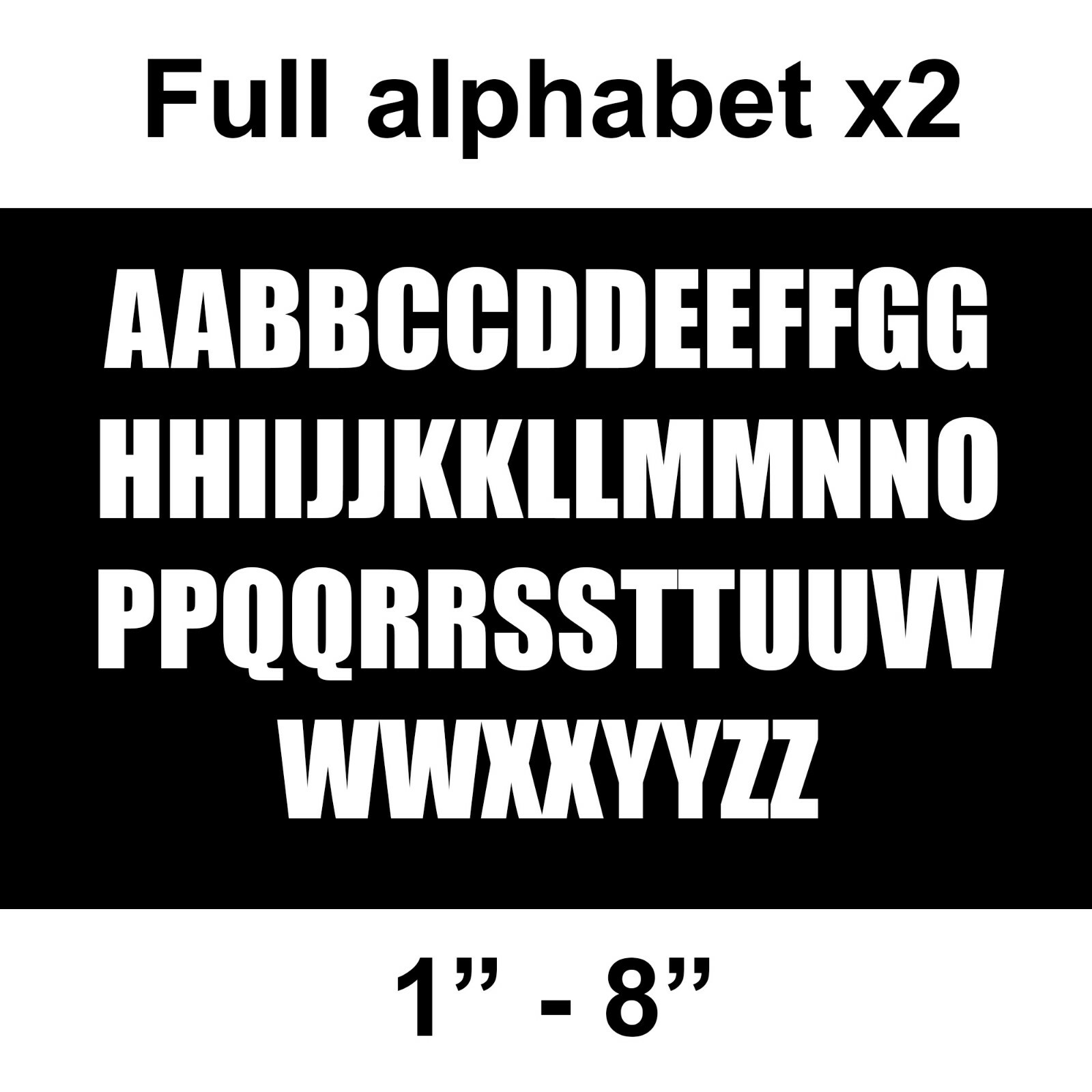 Alphabet Letters A-Z set of 2 Vinyl Sticker Decals 52 total impact