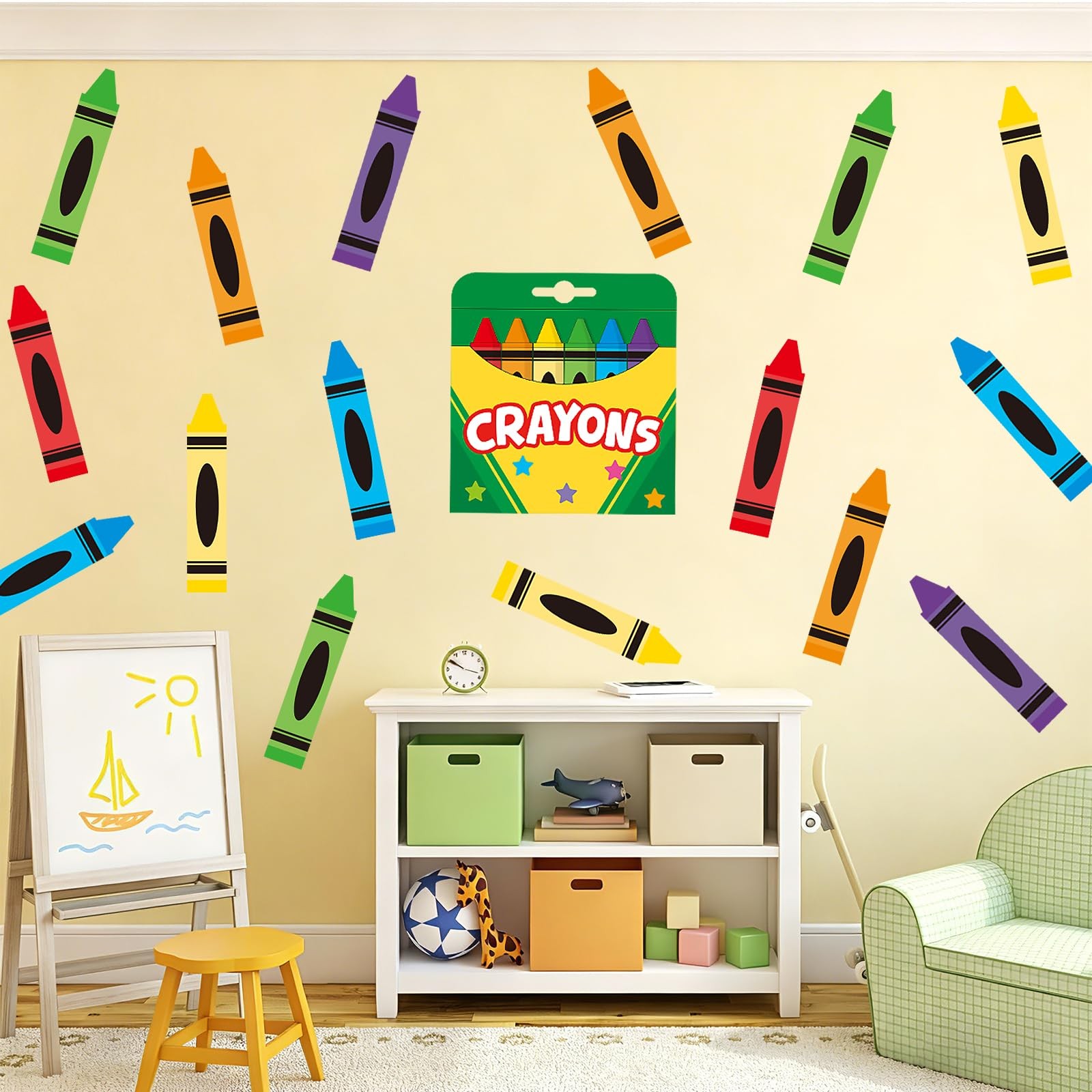19Pcs Crayon Door Sticker Classroom Door Decoration Back to School Colorful R…