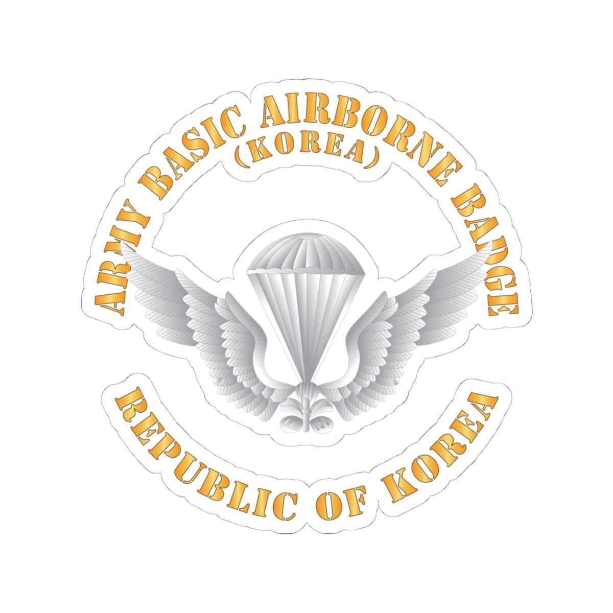 Kiss-Cut Stickers – Army Basic Parachute Badge – Korea w Txt X 300