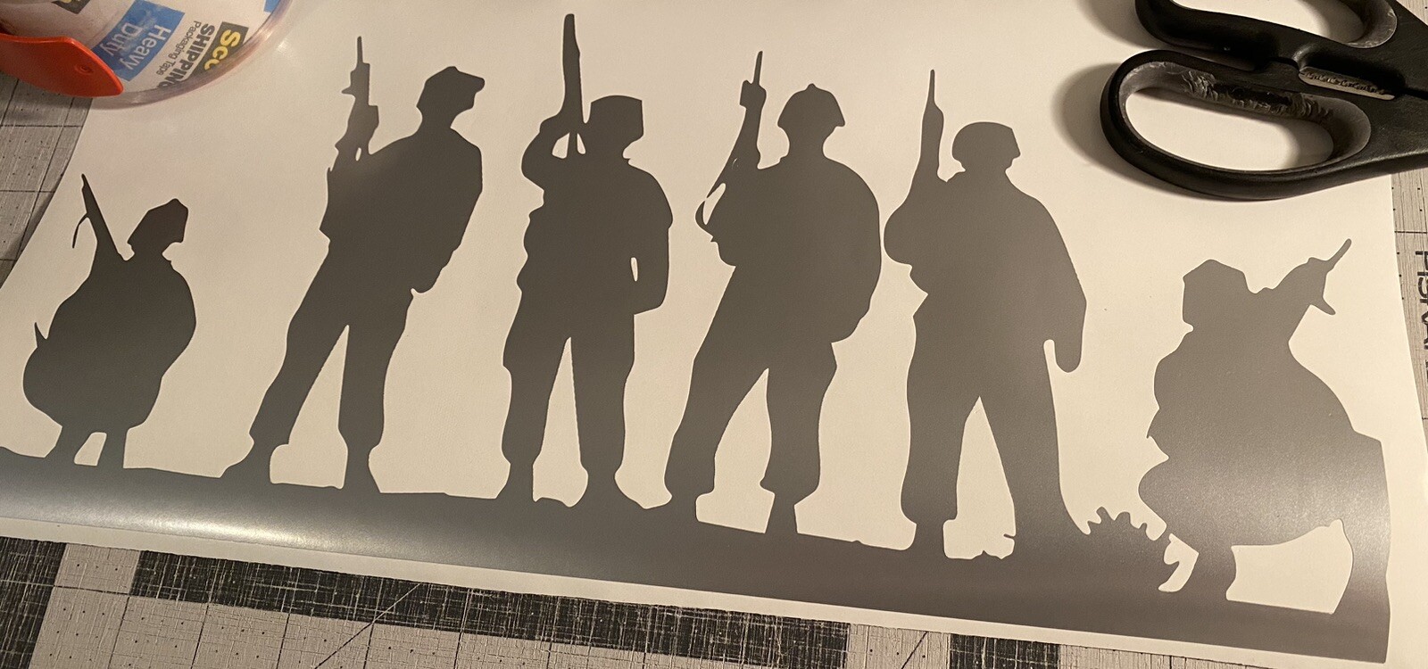 Vinyl Decal for Window – Soldier Silhouettes (Military), Various Colors & Sizes