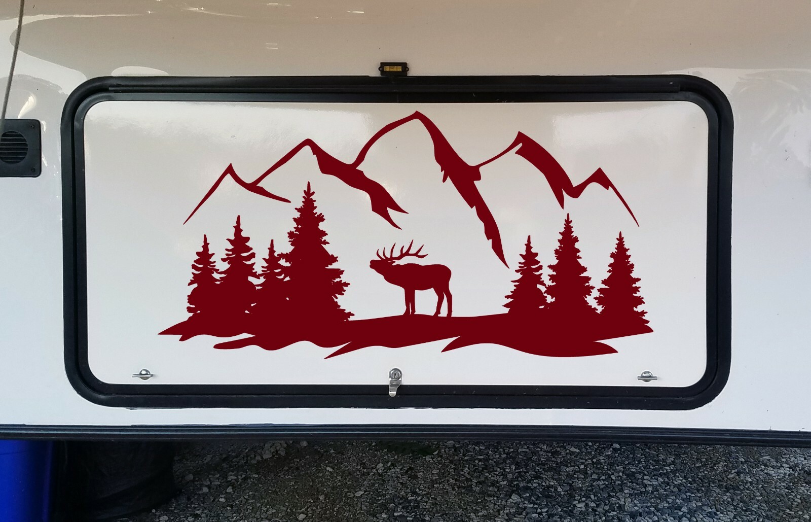 Deer Mountains Forest Scene Vinyl Decal V2 – RV Graphics Camper Die Cut Sticker