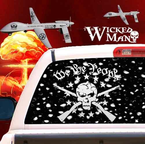 The Wicked Man – We The People USA Skull 13 Stars 2 Muskets Skull Decal Sticker