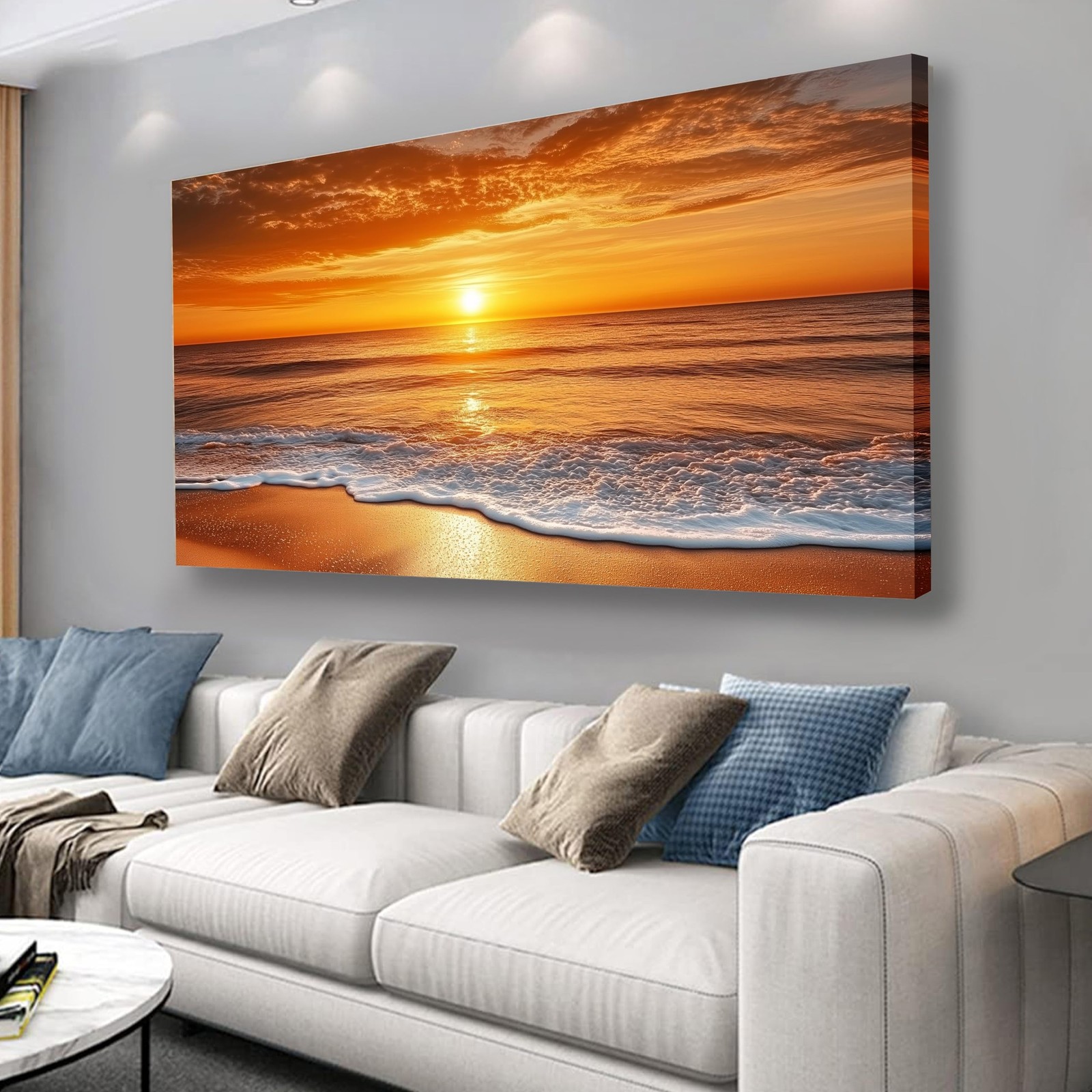 Yuaxker Ocean Wall Art Red Print Aesthetic Wall Decor Modern Trendy Canvas Ar…