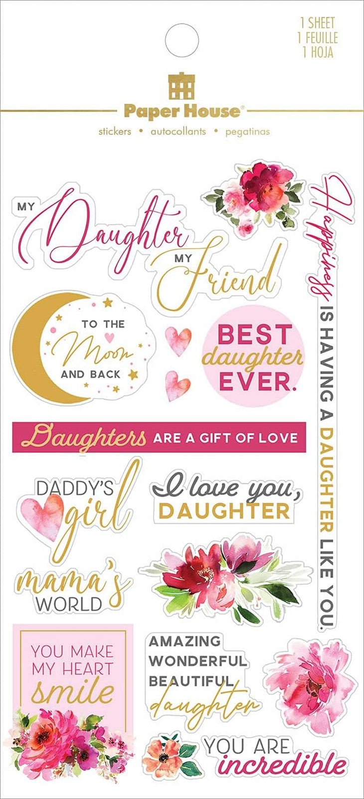 Clear Daughter Family Sticker, 4 X 7-Inch, 3 Pack