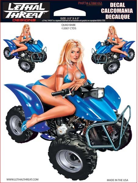 NEW LETHAL THREAT QUAD BABE BLUE DECAL STICKER 6"x6" LT88102