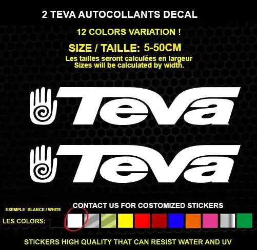 2 TEVA sticker Genuine decal waterproof vinyl sticker 5-50cm