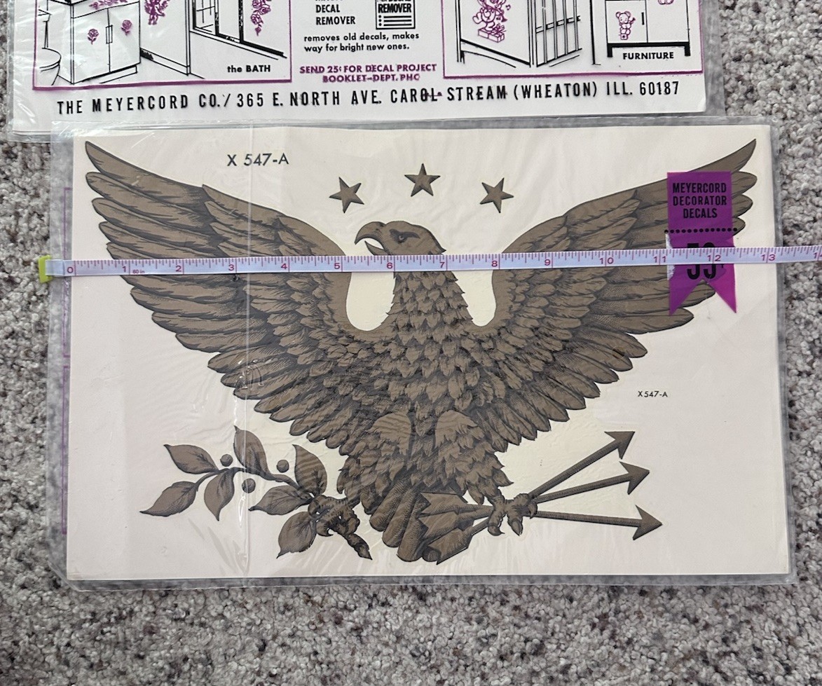 Meyercord Decals Gold Eagle 547-A 13" x 8" NEW Set of 3