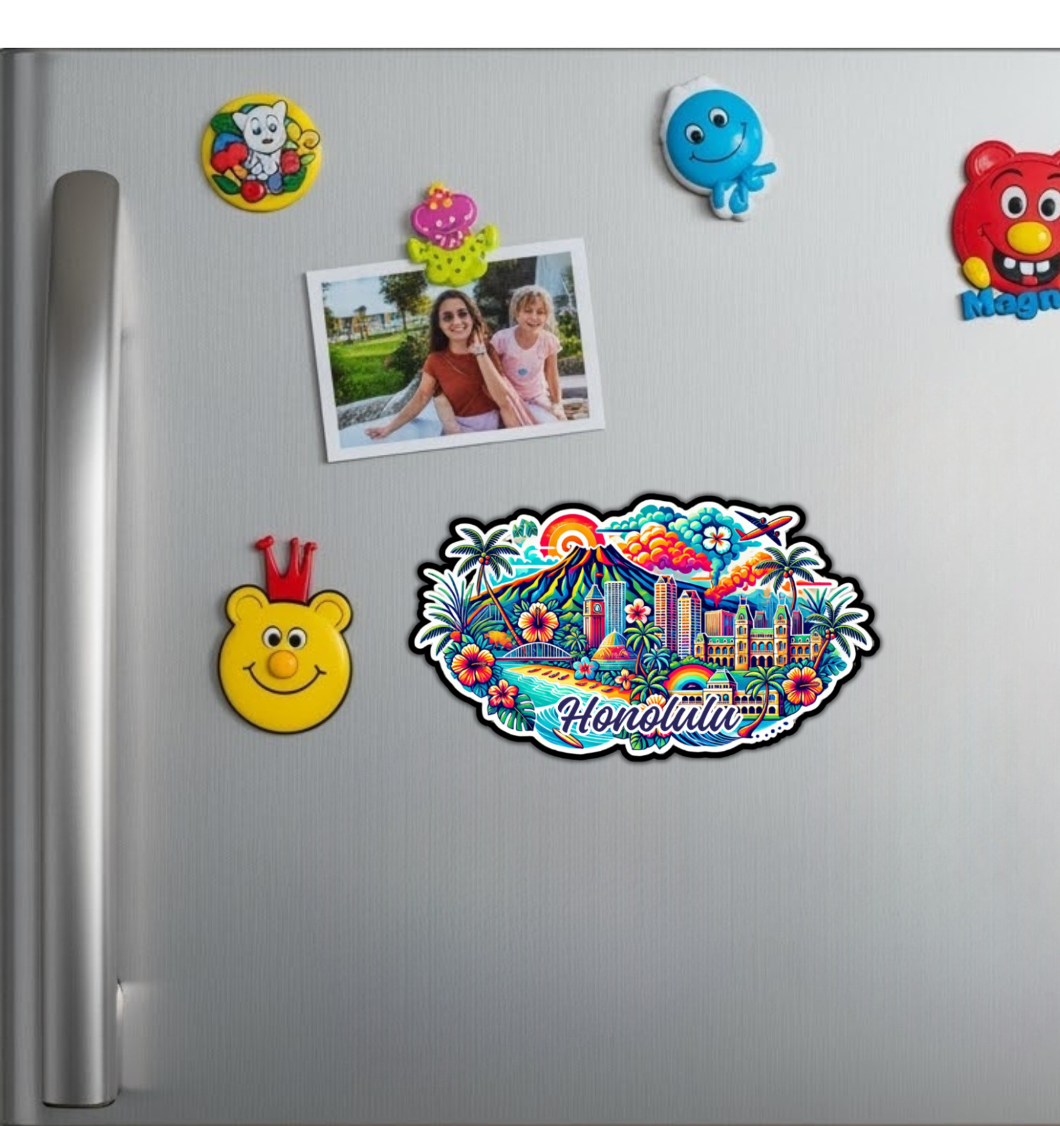Honolulu Hawaii Fridge Magnet or Laptop Sticker