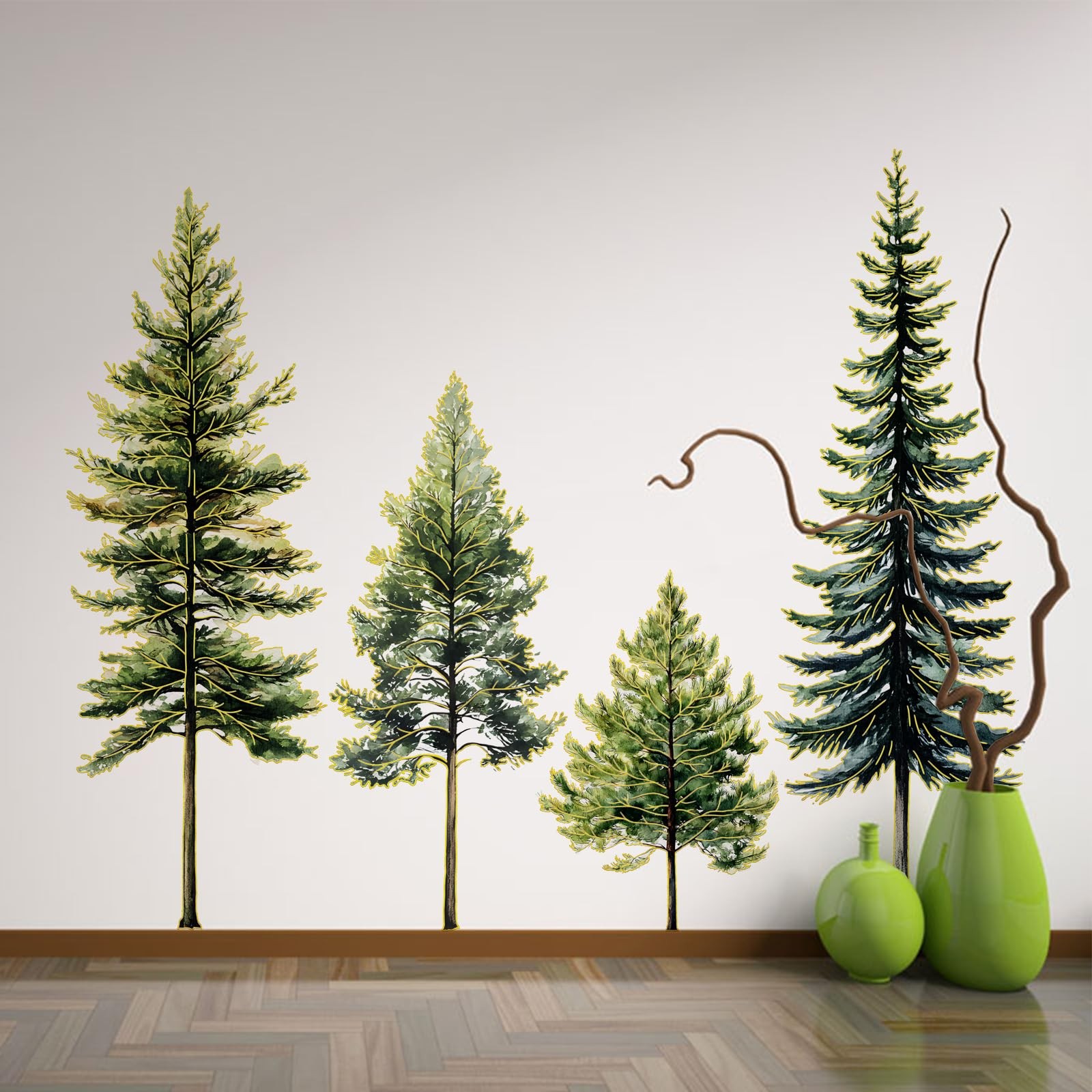 Pine Tree Wall Art – Pine Tree Wall Decal, 38" Wall Stickers Peel and Stick G…