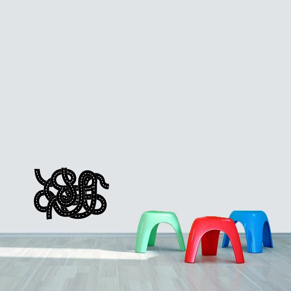 Road Wall Decal – Nursery, Kids, Playroom, Cars, Racing, Driving, Vinyl Wall Art