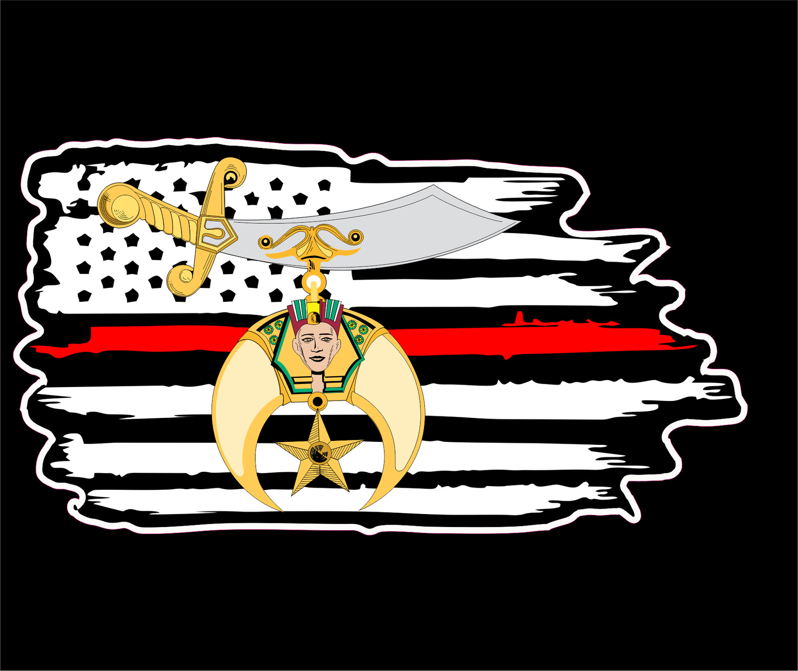Fire/Police Thin Line Flags Shrine Scimitar