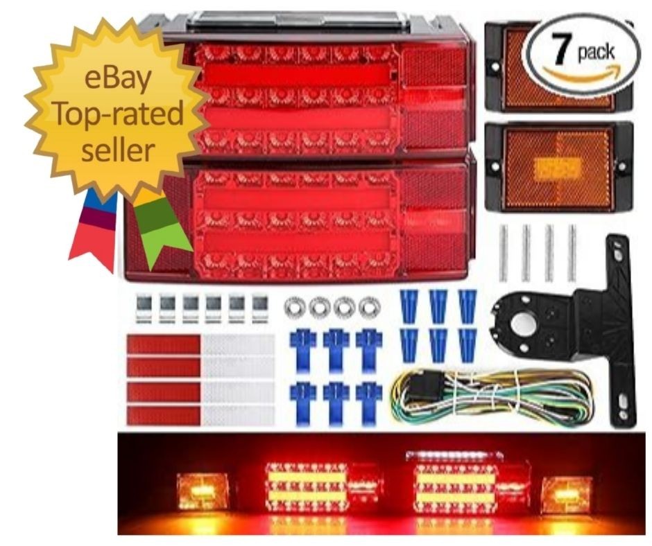 Submersible LED Trailer Light Kit Bright Brake Stop Turn Tail License Lights