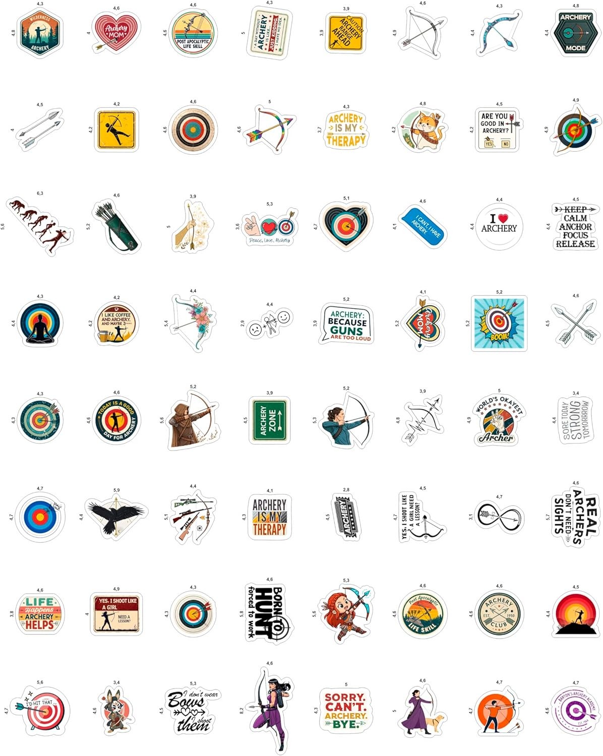 100Pcs Archery Stickers and Decals for Bow Case, Arrow Stickers – Archery Party