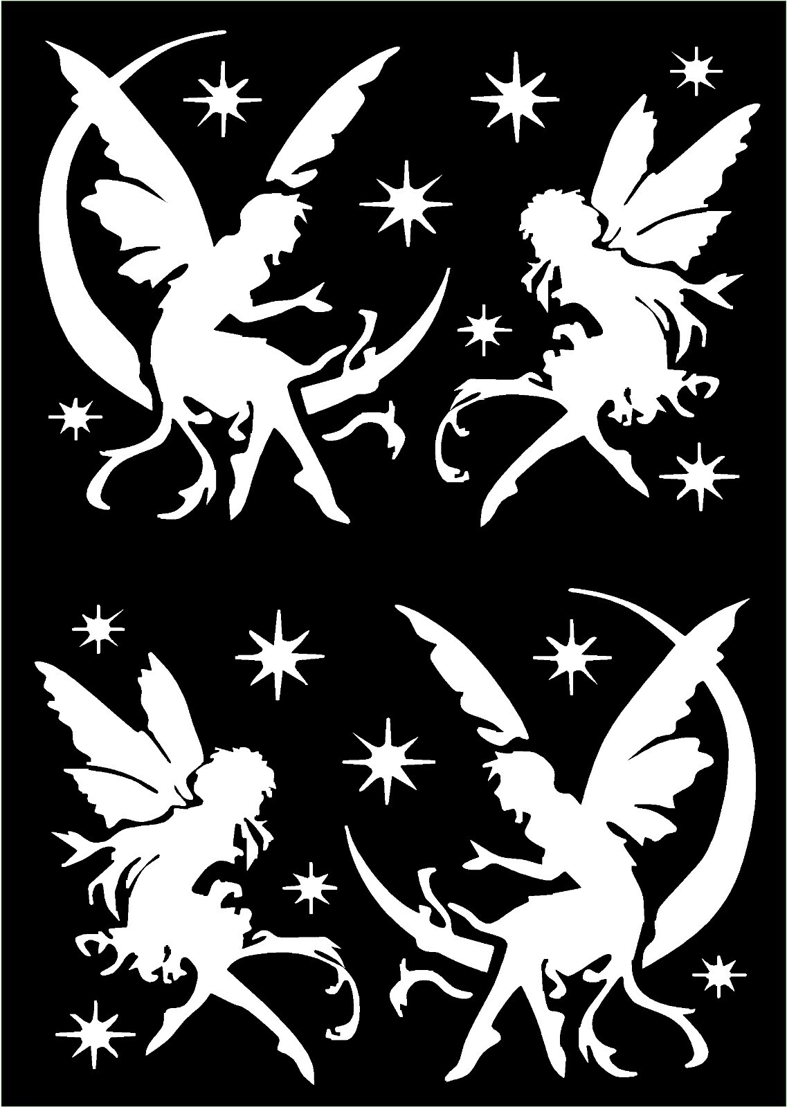 Fairy Decals Mirrored Image Set Pixies fairies moon stars vinyl stickers