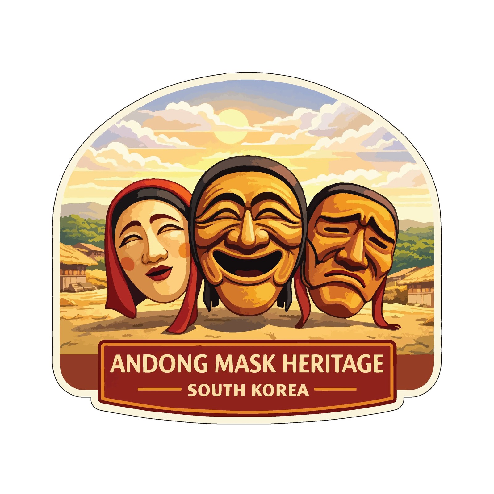Andong Mask Heritage South Korea Sticker Decal Vinyl Die-Cut World Heritage