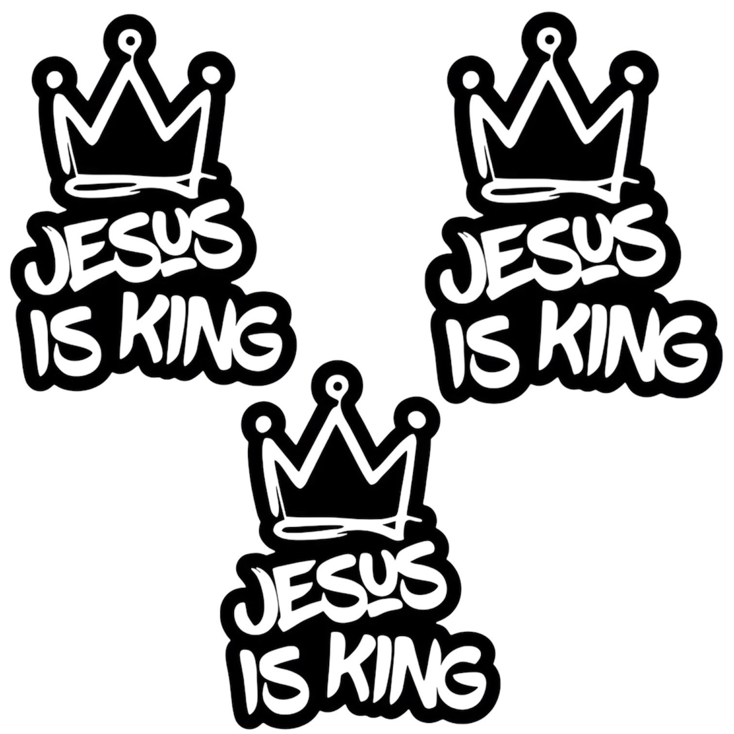 3 PACK – JESUS IS KING CROWN 2” VINYL DECAL STICKER GOD CHRISTIAN FAITH SET LOT