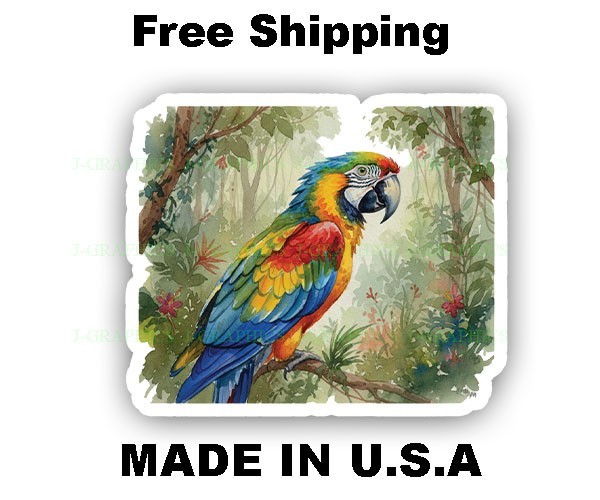 Macaw Parrot Bird Vinyl Sticker Decal Tropical E