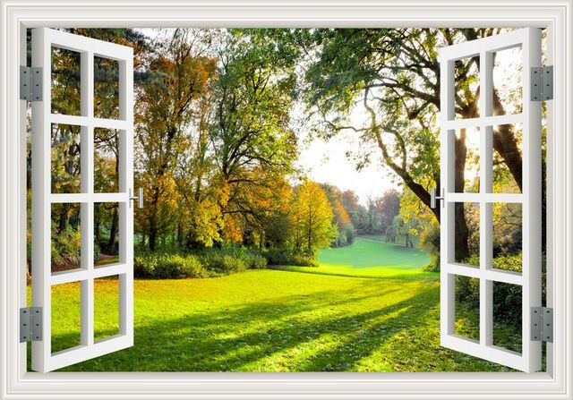 Seasonal 3D Window Removable Wall Sticker Forest View Mural Home Décor