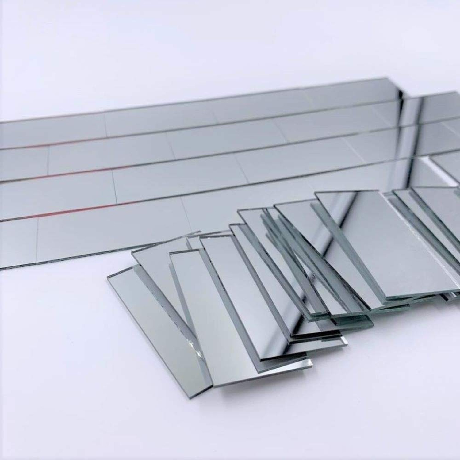 NUORUI 1" x 2" Glass Mosaic Rectangles Brick-Shaped Mirror Mosaic Tiles (Pack…