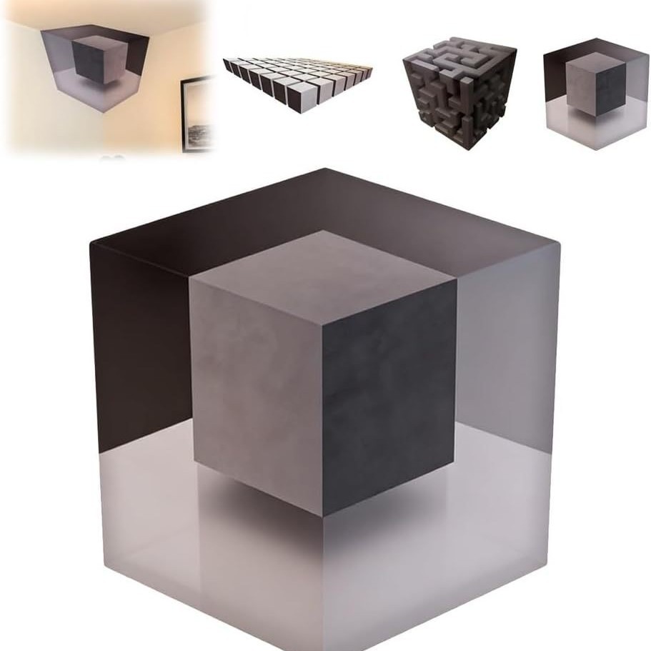 3D Wall Art Optical Illusion Corner Wall Art Gray Black Paper Wall Sticker