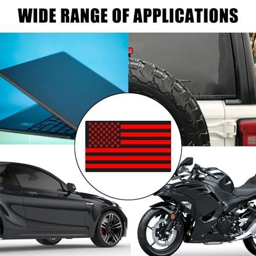 2PCS American Flag Decal Embossed 3D Metal Black and Red American Black+Red