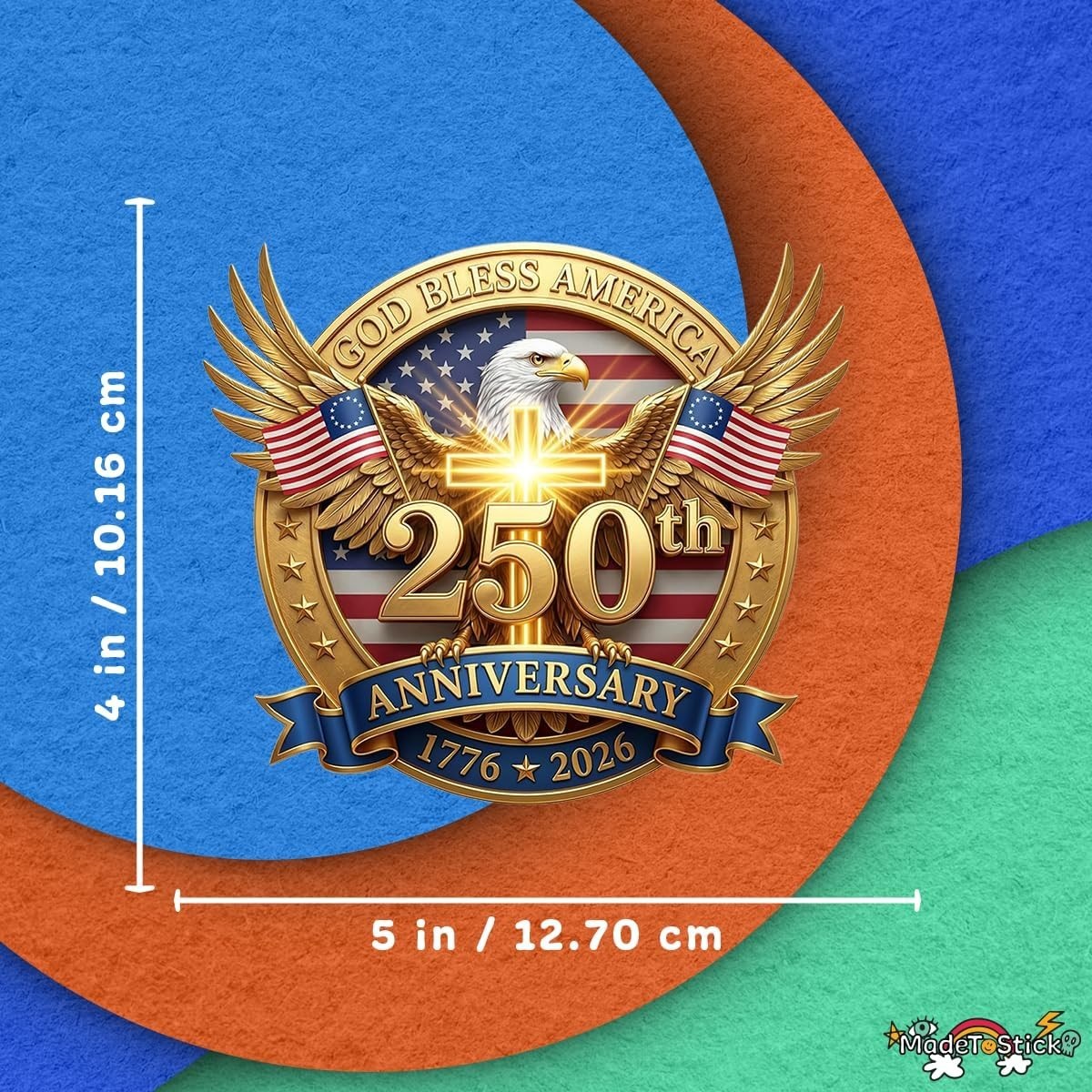 250th Anniversary USA 4" x 5" Sticker Vinyl Decal 2-Pack