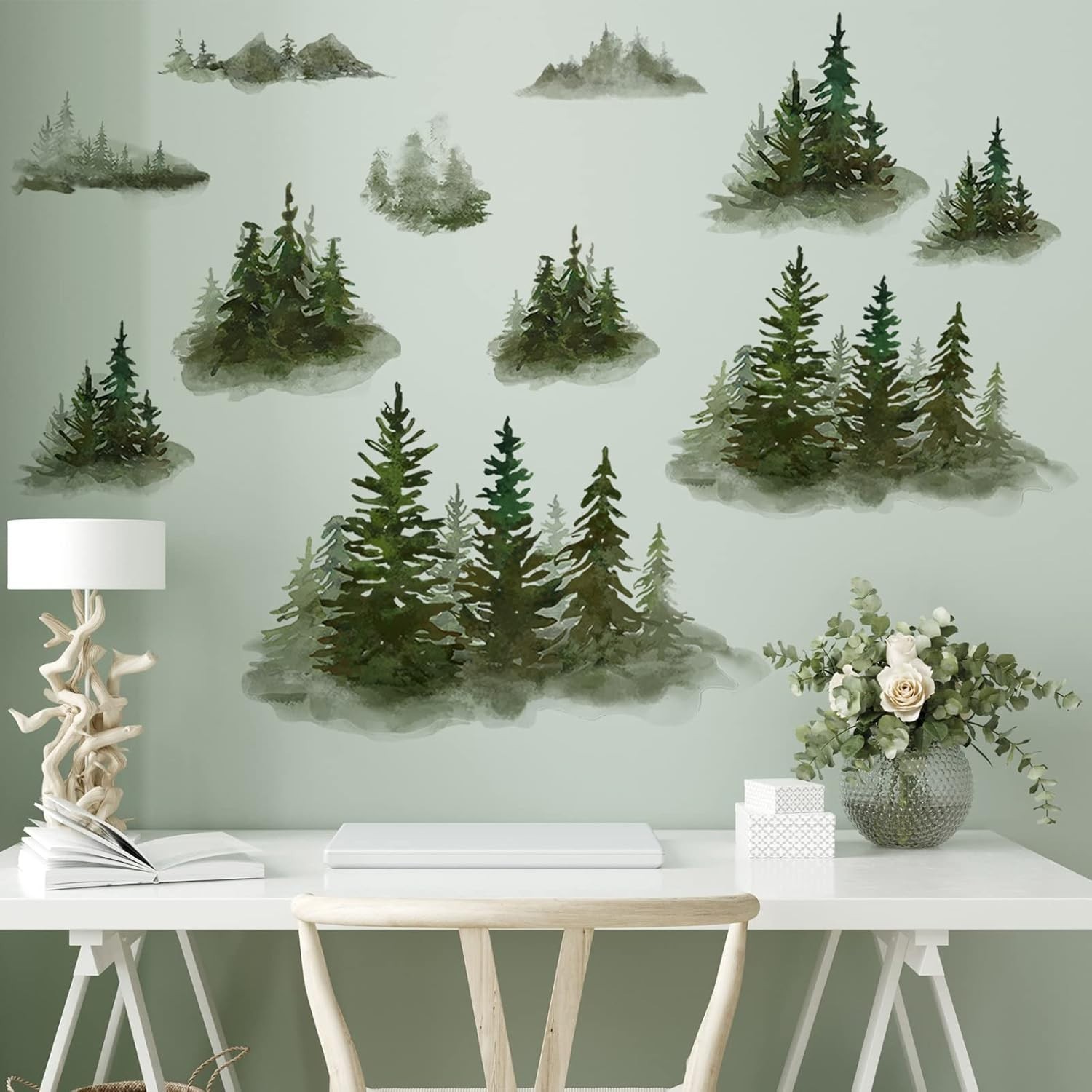 Peel and Stick Waterproof Pine Tree Wall Stickers for Charming Children’s Decor
