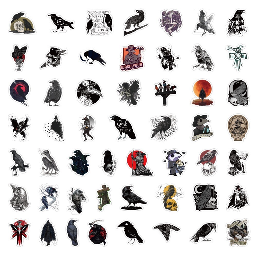 20 PCS Cartoon Crow Stickers Bird Animal Decals Laptop Hydro Yeti Free Shipping!