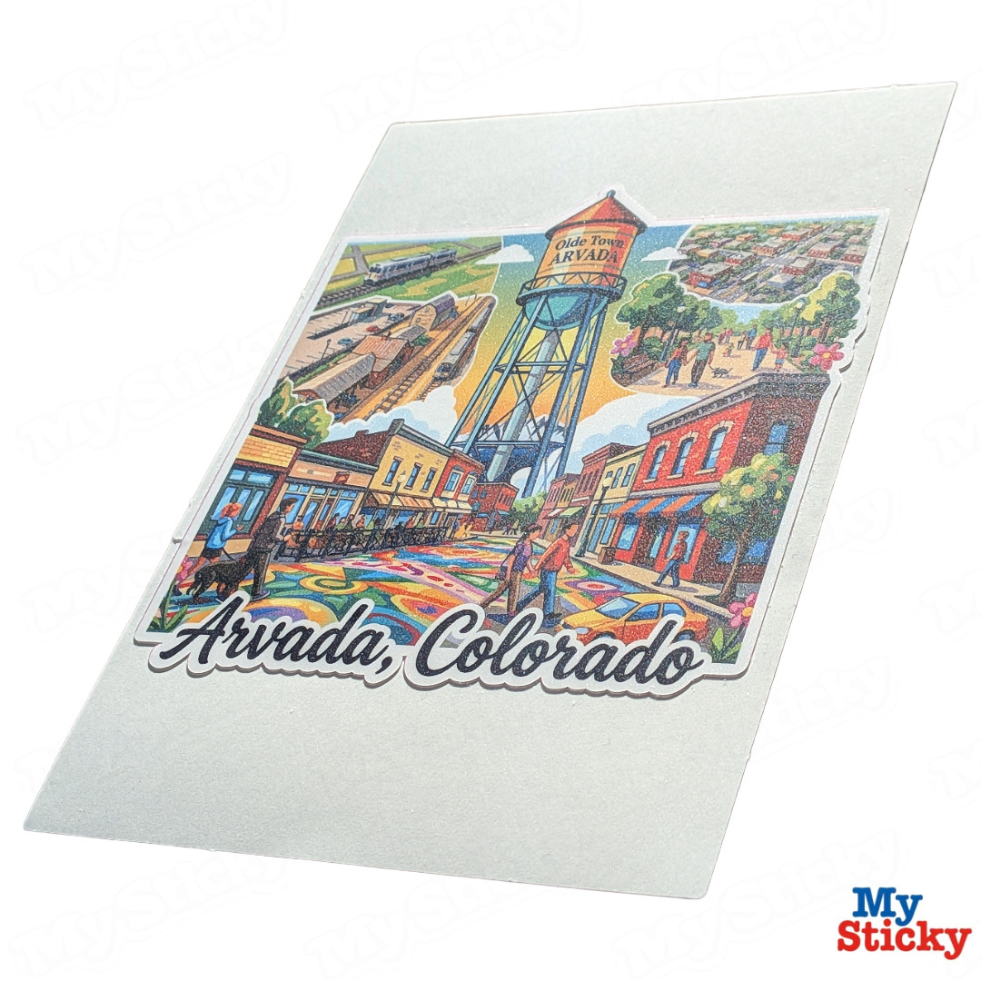 Olde Town Arvada Colorado Vinyl Sticker Travel Memorabilia Water Tower Decor NEW